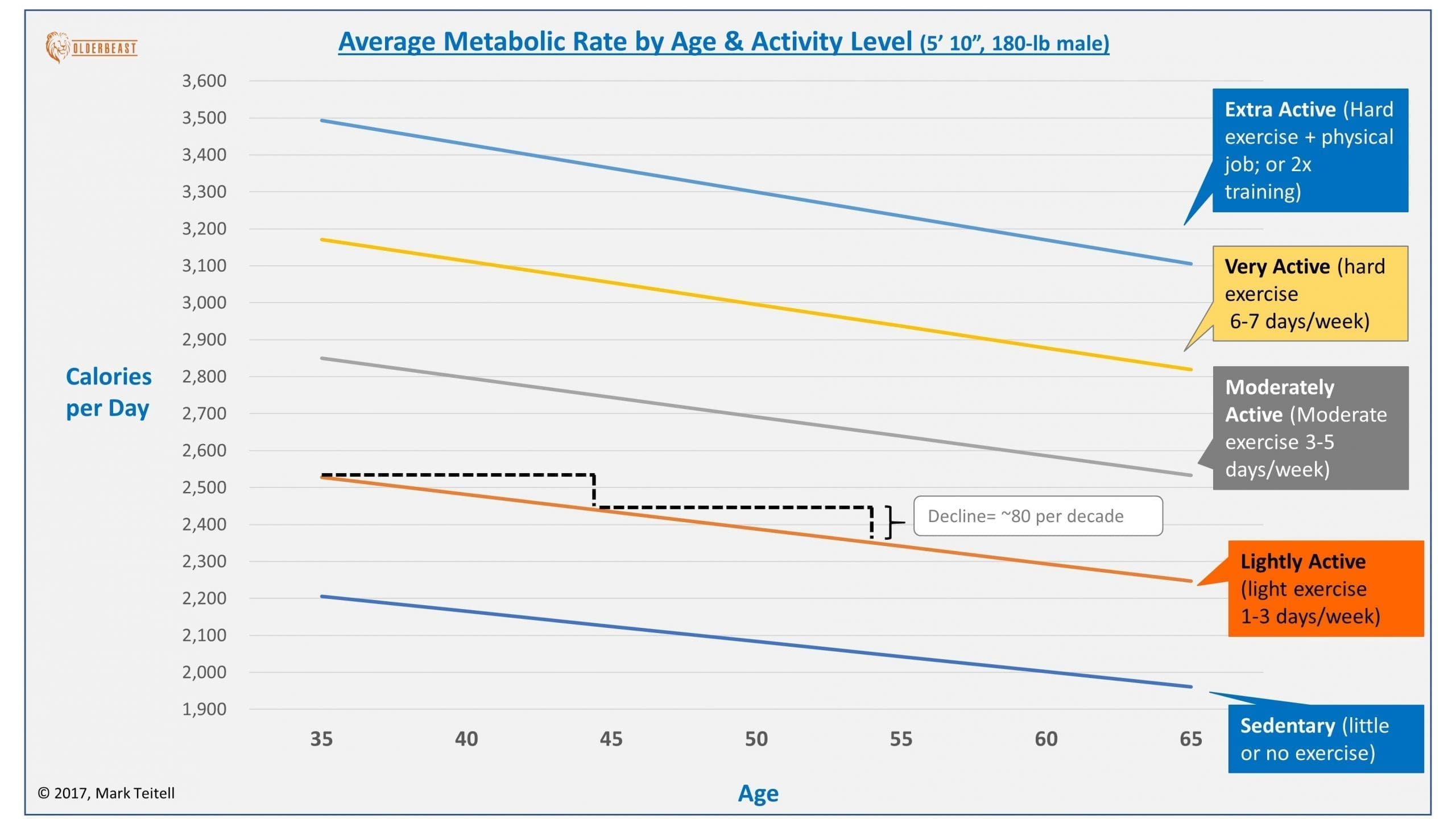 calorie burn reduction as we age